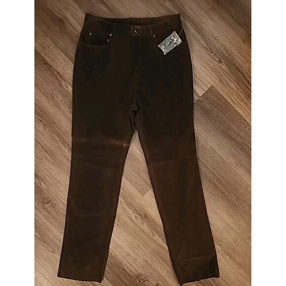 Territory By Sportables NWT Womens Leather Pants Brown 12 Straight MRP $145 - Picture 8 of 10